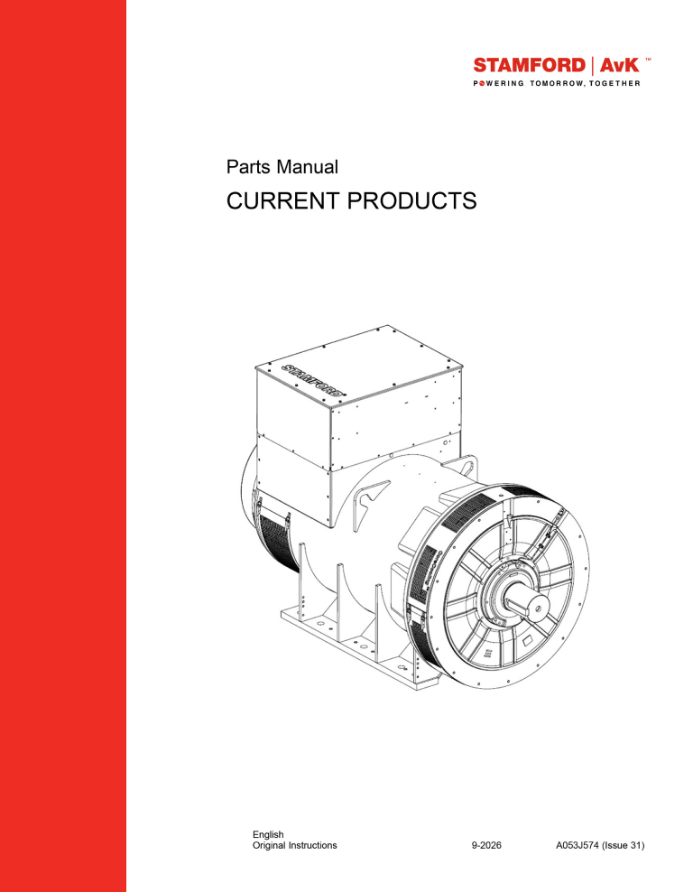 Manual de piezas del producto actual