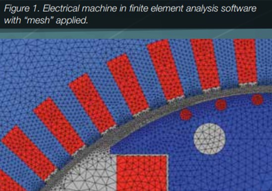 图1-应用网格的电机有限元分析软件